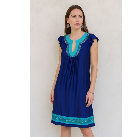 Custo Barcelona Flutter Sleeve Tunic Dress 2 - Picture 1 of 9